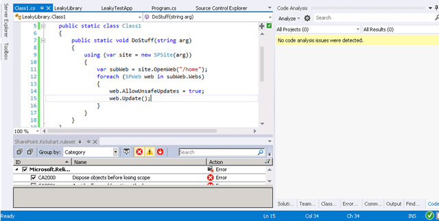 Code analysis no issues found