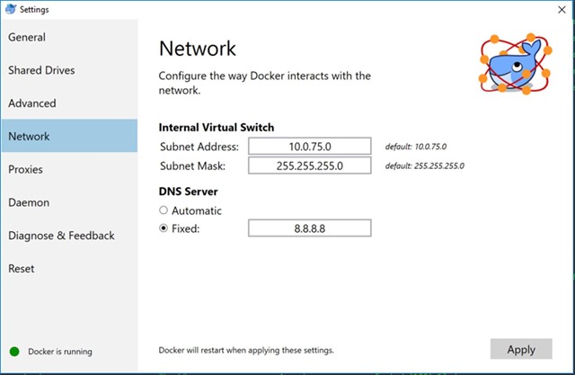 docker network settings